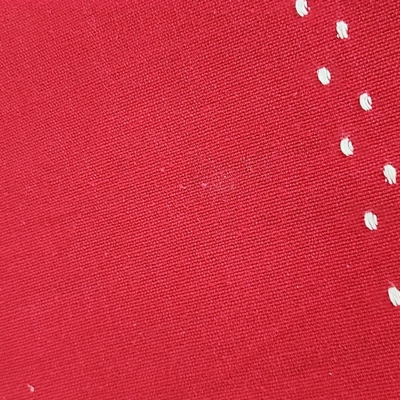 Crate & Barrel Snowy Woods red green reversible table runner 14" x 108" FLAWS - Picture 8 of 11